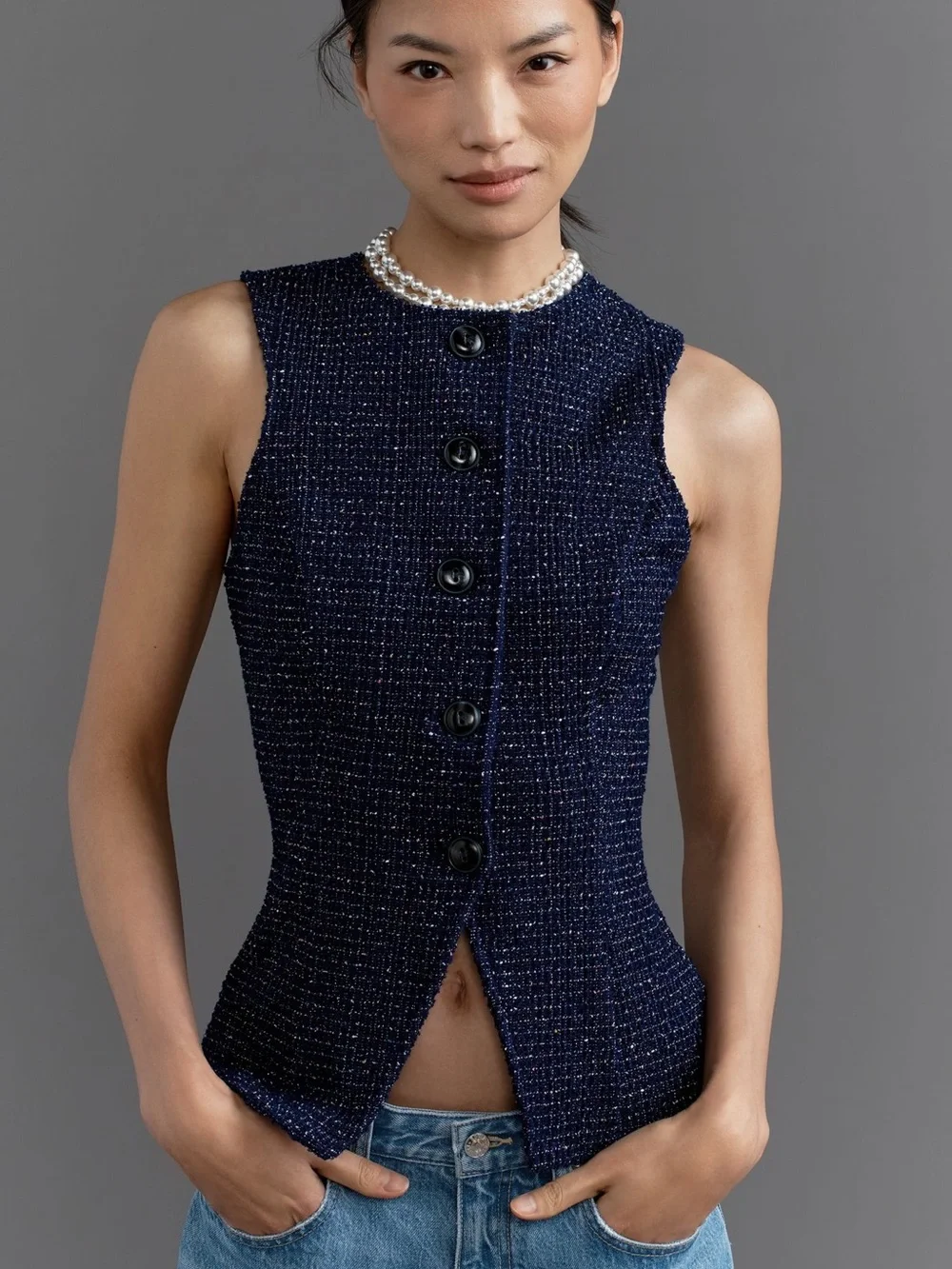*Anthropologie Maeve Tweed Button Front Vest
